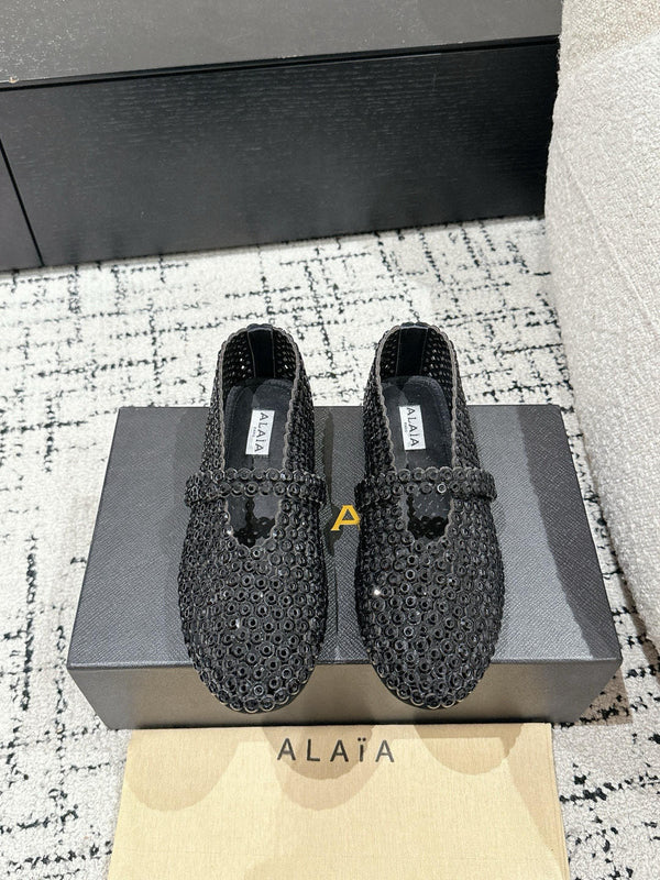 Alaia 25 Embellished Mary Jane Flats Black Suede 293178