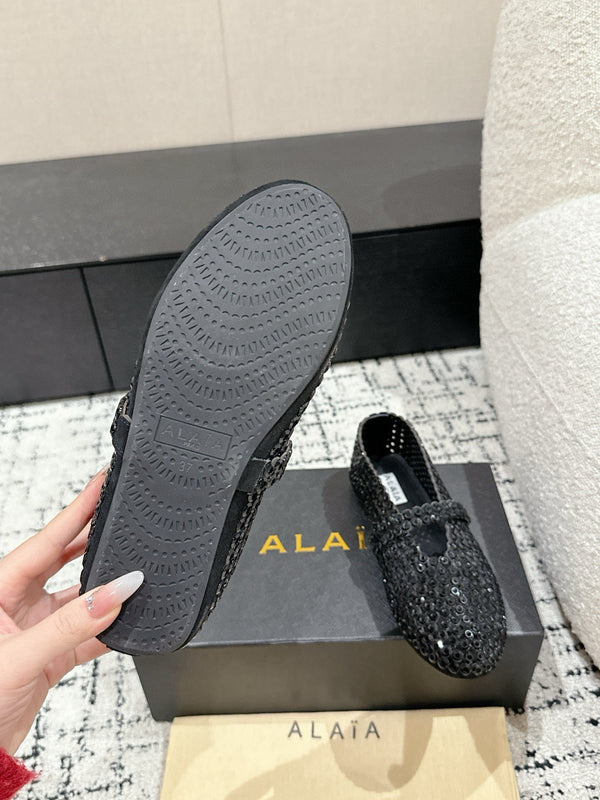 Alaia 25 Embellished Mary Jane Flats Black Suede 293178