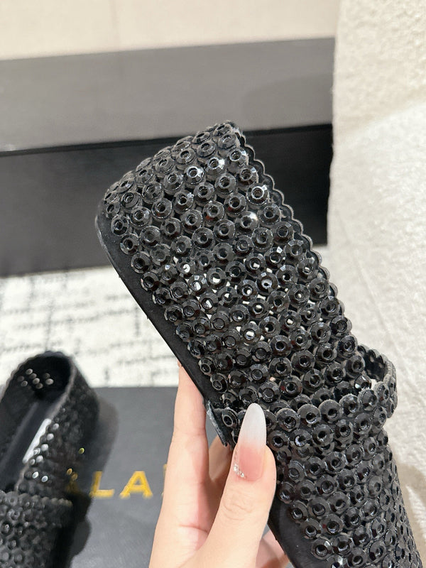 Alaia 25 Embellished Mary Jane Flats Black Suede 293178