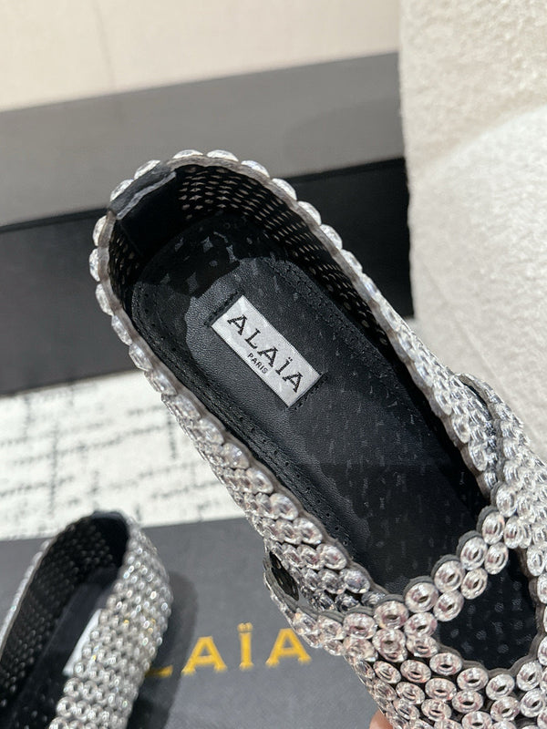 Alaia 25 Embellished Mary Jane Flats White Suede 293179