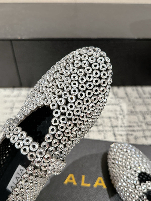 Alaia 25 Embellished Mary Jane Flats White Suede 293179