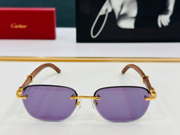 OCCHIALI DA SOLE CON MONTATURA QUADRATA SENZA MONTATURA CT0605S IN METALLO E LEGNO