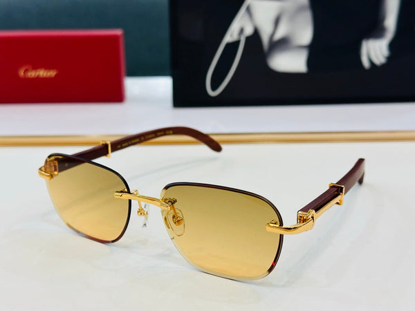 OCCHIALI DA SOLE CON MONTATURA QUADRATA SENZA MONTATURA CT0605S IN METALLO E LEGNO