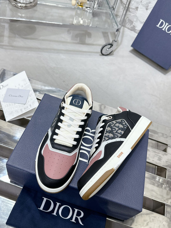 CD B27 Low-Top Sneaker 30mm In Black Pink Monogram Calfskin 100785