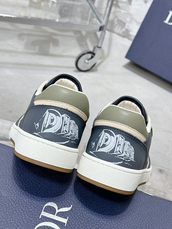 CD B27 Low-Top Sneaker 30mm In Charcoal Blue Monogram Calfskin 100787