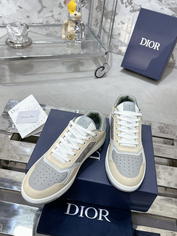 CD B27 Low-Top Sneaker 30mm In Beige Grey Monogram Calfskin 100811