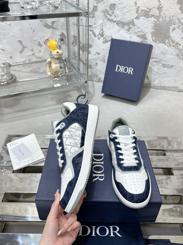 CD B27 Low-Top Sneaker 30mm In Deep Blue Monogram Calfskin  100821