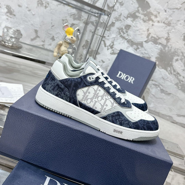 CD B27 Low-Top Sneaker 30mm In Deep Blue Monogram Calfskin  100821