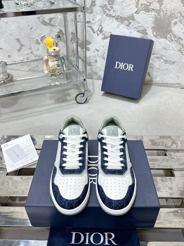 CD B27 Low-Top Sneaker 30mm In Deep Blue Monogram Calfskin  100821