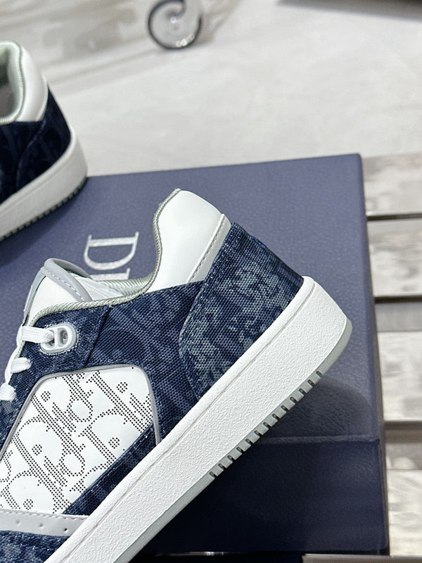 CD B27 Low-Top Sneaker 30mm In Deep Blue Monogram Calfskin  100821