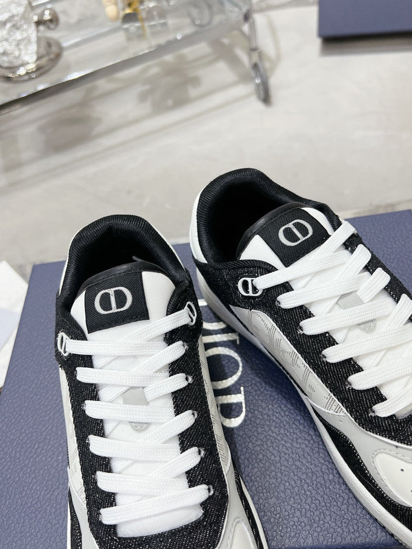 CD B27 Sneaker 30mm In Black Mix White Denim Fabric 100627