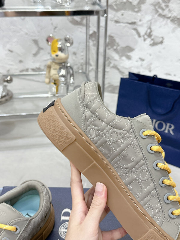 CD B33 Sneaker 40mm In Grey Mix Brown Monogram Satin Embroidery Fabric 103984