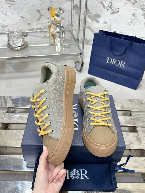 CD B33 Sneaker 40mm In Grey Mix Brown Monogram Satin Embroidery Fabric 103984