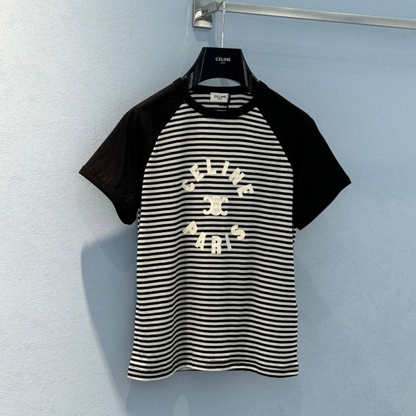 Celine Striped T-shirt Black White Cotton