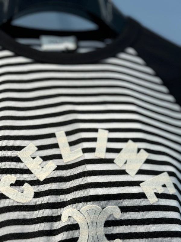 Celine Striped T-shirt Black White Cotton