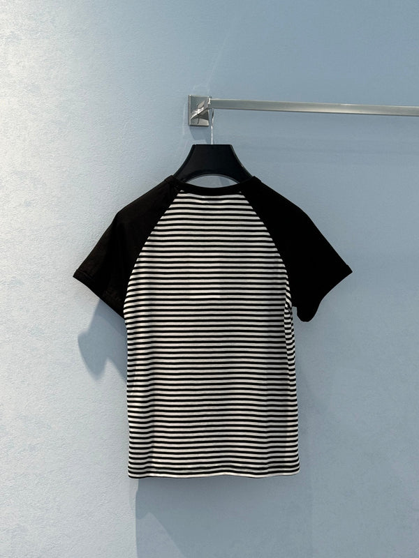 Celine Striped T-shirt Black White Cotton