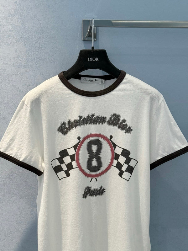 CD 25 Stampa 8 T-shirt Bianco misto cotone nero