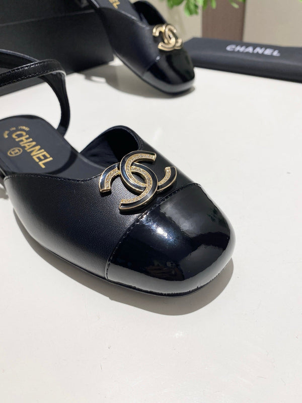 CC 25P Double-Buckle Mary Jane Sandals Black Sheepskin 466991