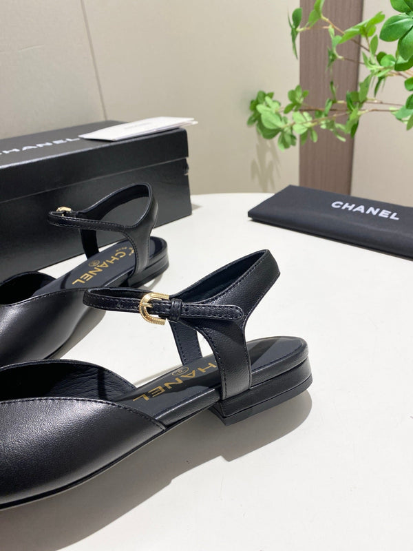 CC 25P Double-Buckle Mary Jane Sandals Black Sheepskin 466991