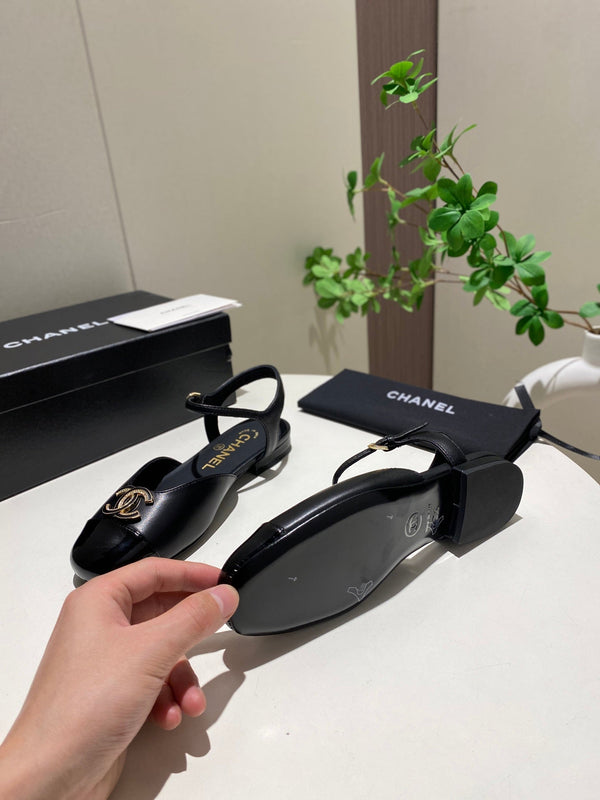 CC 25P Double-Buckle Mary Jane Sandals Black Sheepskin 466991