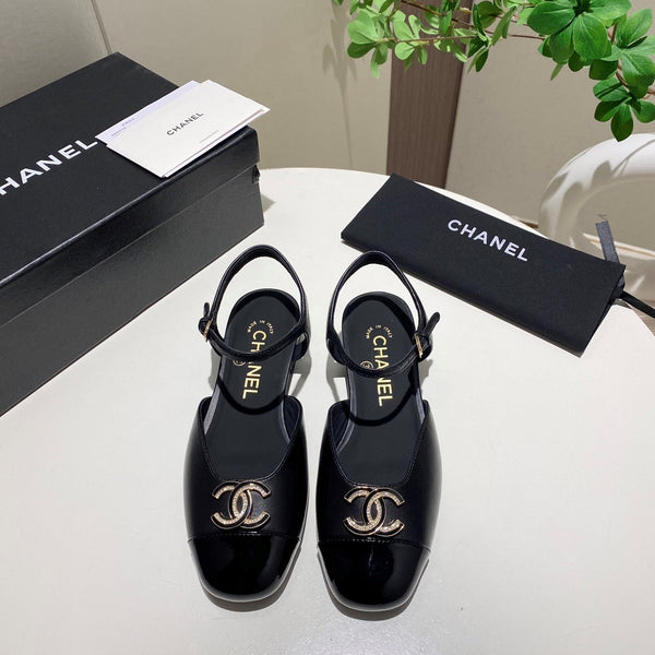 CC 25P Double-Buckle Mary Jane Sandals Black Sheepskin 466991