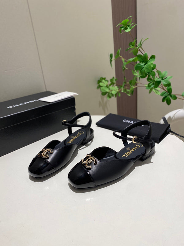 CC 25P Double-Buckle Mary Jane Sandals Black Sheepskin 466991