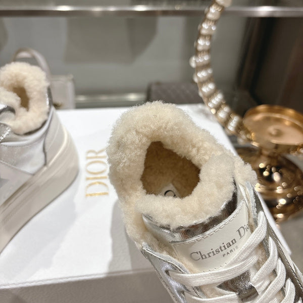 CD Dior Star Platform Sneaker In Glossy Silver Cowhide 996418