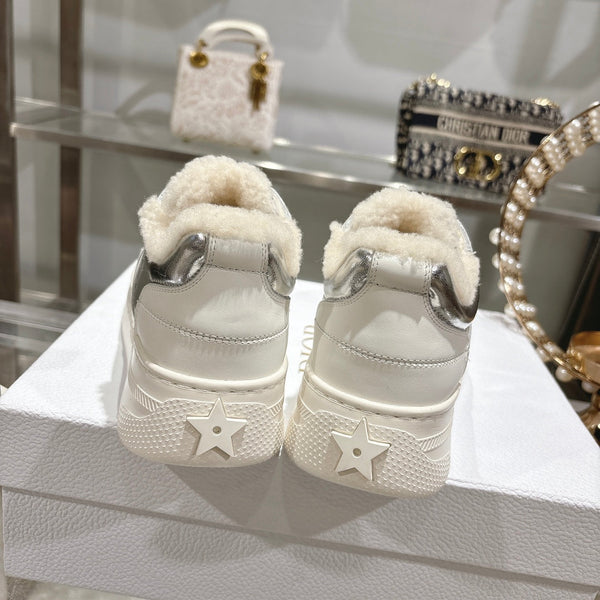 CD Dior Star Platform Sneaker In Glossy Silver Cowhide 996418