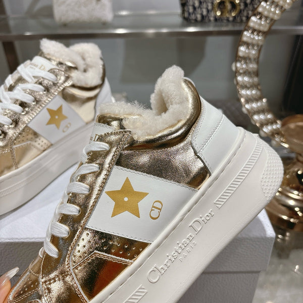 CD Dior Star Platform Sneaker In Glossy Gold Cowhide 996420