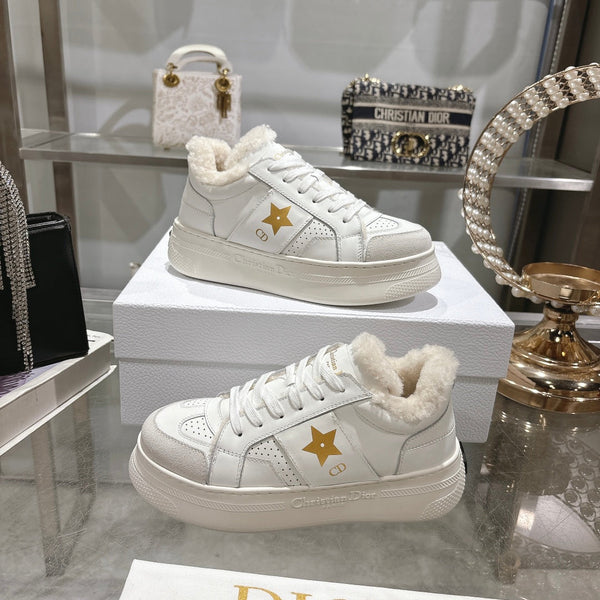 CD Dior Star Platform Sneaker In White Cowhide 996422