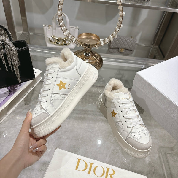CD Dior Star Platform Sneaker In White Cowhide 996422