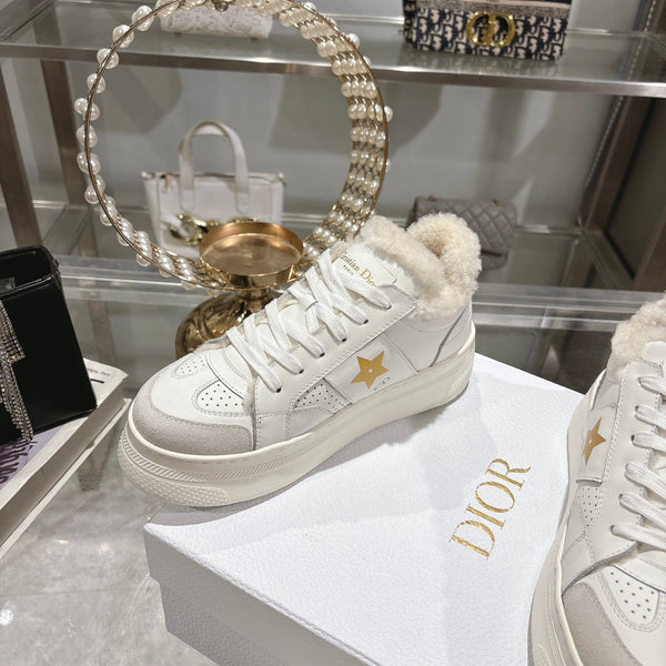 CD Dior Star Platform Sneaker In White Cowhide 996422