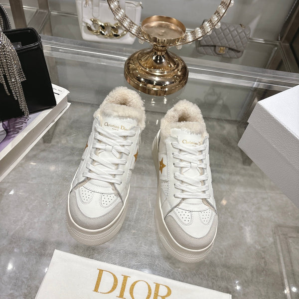 CD Dior Star Platform Sneaker In White Cowhide 996422