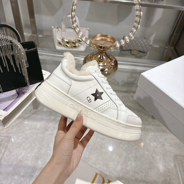 CD Dior Star Platform Sneaker In White Cowhide 996424
