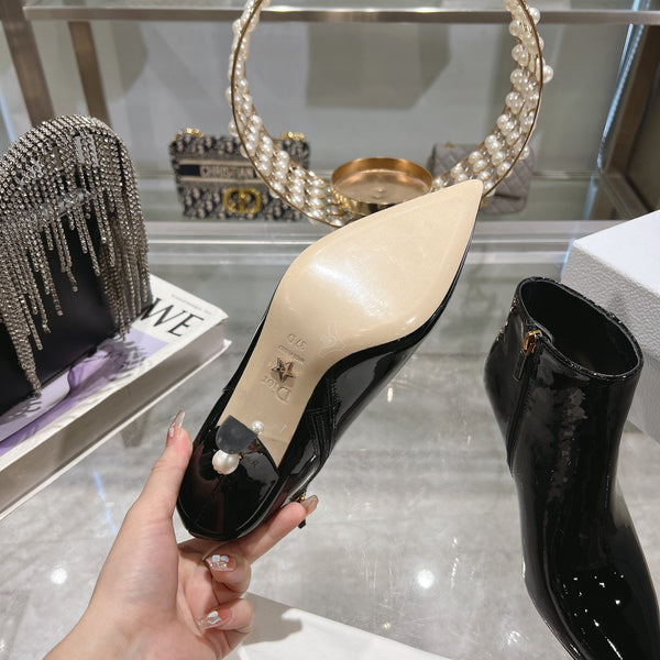 CD Tribales Heeled Ankle Boot 65mm In Black Glossy Cowhide 996434