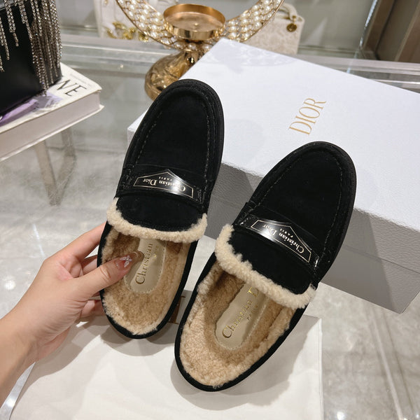 CD Boy Mule In Black Suede With Fleece Lining 996448