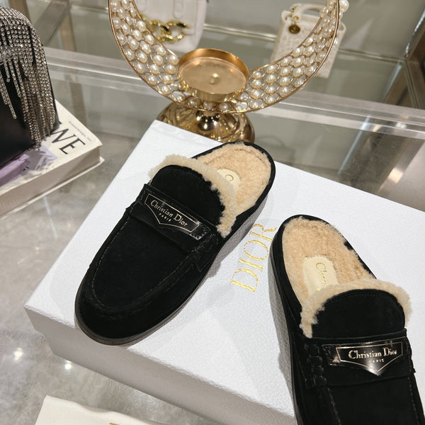 CD Boy Mule In Black Suede With Fleece Lining 996448