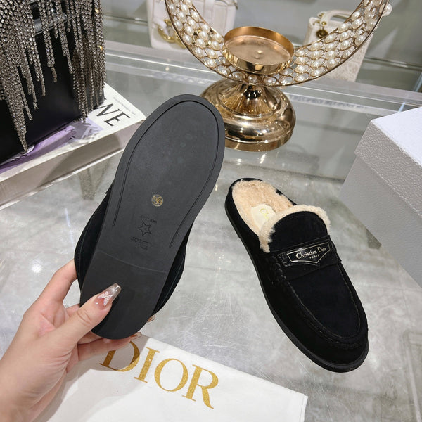 CD Boy Mule In Black Suede With Fleece Lining 996448