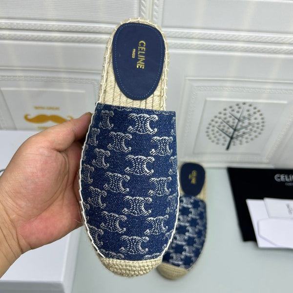 NEW FLAT FISHERMAN SANDALS NAVY BLUE COTTON CANVAS