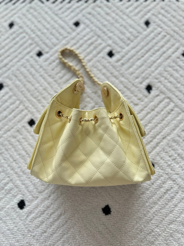 Chanel 25 Hobo Bag 22cm Light Yellow Calfskin 286180