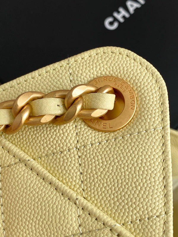 Chanel 25 Hobo Bag 22cm Light Yellow Calfskin 286180