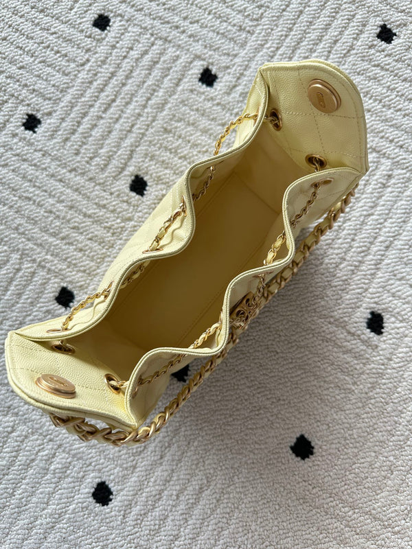 Chanel 25 Hobo Bag 22cm Light Yellow Calfskin 286180