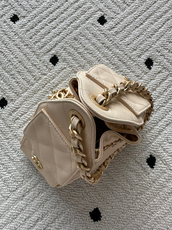 Chanel 25 Hobo Bag 22cm Beige Calfskin 286181