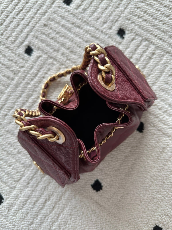 Chanel 25 Hobo Bag 22cm Burgundy Calfskin 286183