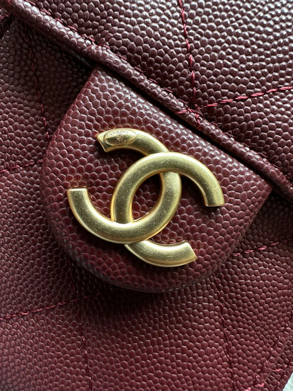 Chanel 25 Hobo Bag 22cm Burgundy Calfskin 286183