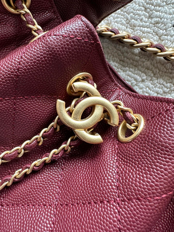 Chanel 25 Hobo Bag 22cm Burgundy Calfskin 286183