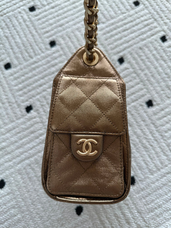 Chanel 25 Hobo Bag 22cm Bronze Calfskin 286184