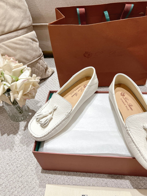 LP Dot sole walk mocassinown White Wrinkled Cowhide 215008