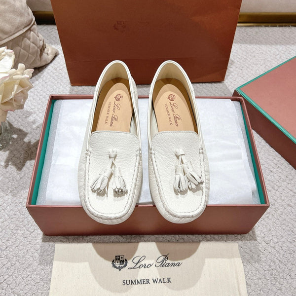 LP Dot sole walk mocassinown White Wrinkled Cowhide 215008