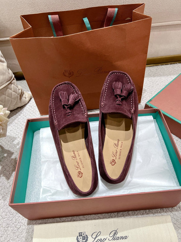 LP Dot sole walk mocassinown Dark Burgundy Suede 215005